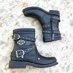 Harley-Davidson Women's EUC Black Leather Ankle Boots Sz 7.5