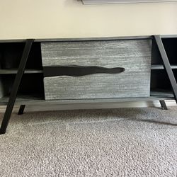 TV Console with sliding doors and shelving