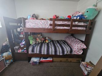 Used Twin Wooden Bunk Bed with Stairs & 3 Drawers