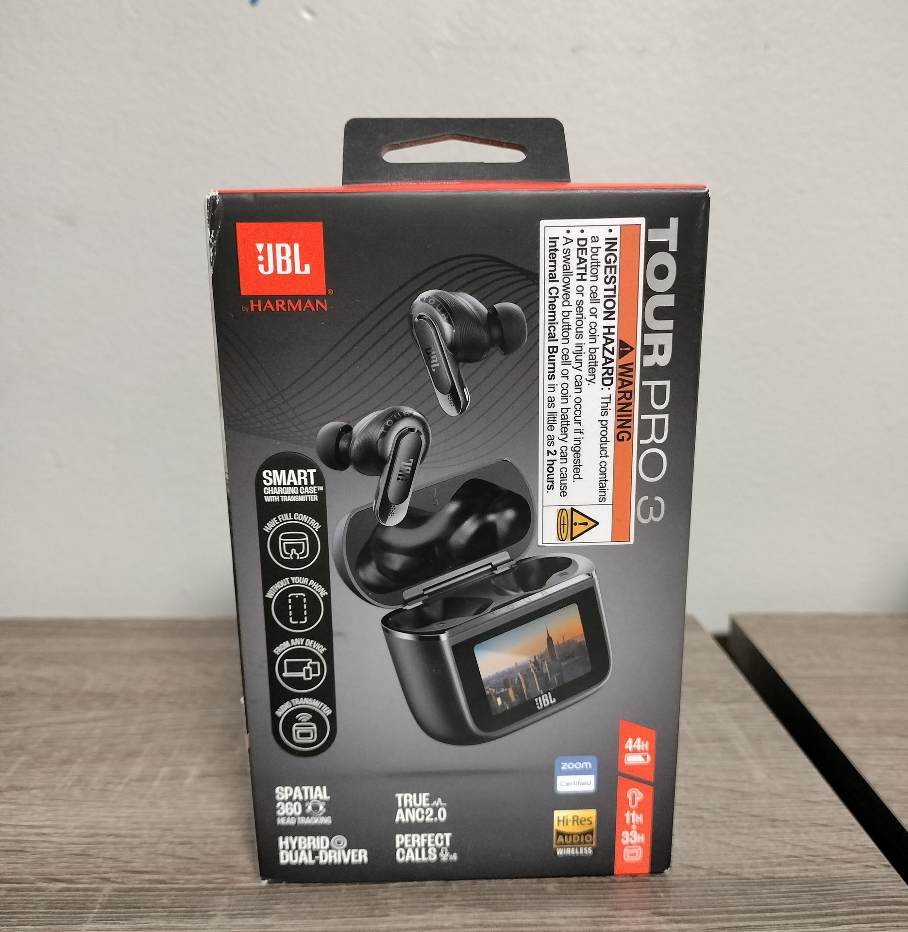 NEW JBL Tour Pro 3 TWS Noise Cancelling Earbuds Bluetooth 5.3 Smart Case Black