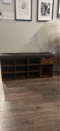 Shoe Bench with Storage Cubby and Drawer