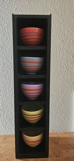 Cups 5 Piece Espresso Cups W/ Wooden Display Holder