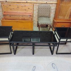 Tempered Glass Entertainment Center Set
