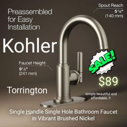 KOHLER
Torrington Single Handle Single Hole Bathroom Faucet in Vibrant Brushed Nickel