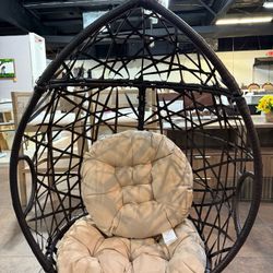 🔥Special Discount 🔥Indoor/Outdoor Wicker Tear Drop Hanging Chair (Stand Not Included)(Brown and Tan)💰99$