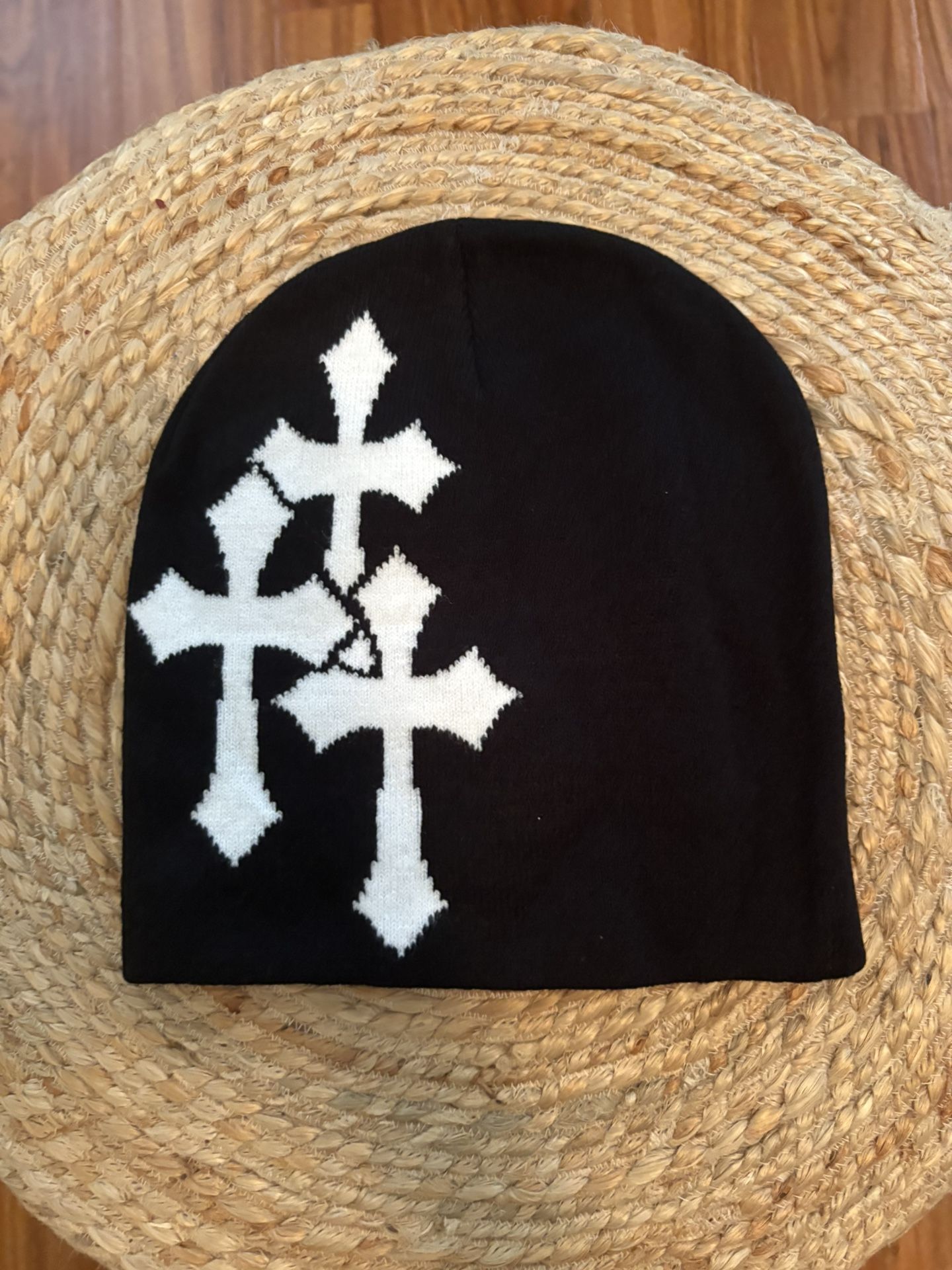 Black Cross Y2k Beanie