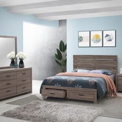 4 Pc Queen Bedroom Set Queen Bed Frame Dresser Mirror And Nightstand