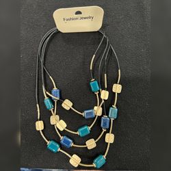 Gold And Blue Necklace.