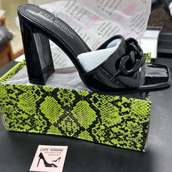 Cape Robbin Letita Chain Square Toe Block Heels