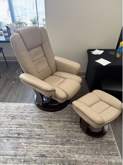 Leather like chair and ottoman