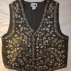 Whimsy Green Flower Vest
