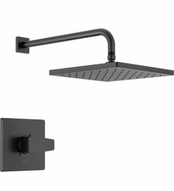 Delta Modern 14 Series Square Rain Shower Faucet Set, Matte Black Shower Head And Handle Set, Valve Trim Kit, Matte Black T14268-BL-PP (Valve Not Incl