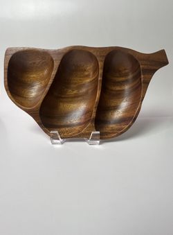 Monkey Pod wood tray bowl leaf shaped