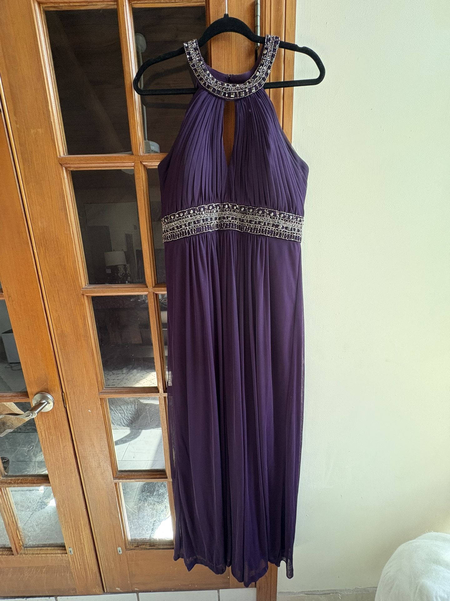 Womens Formal Beaded Purple Dress
