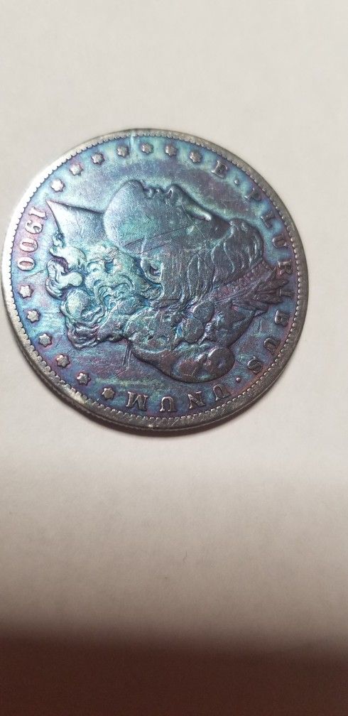 1900 Morgan Silver Dollar Toned Purple Pink