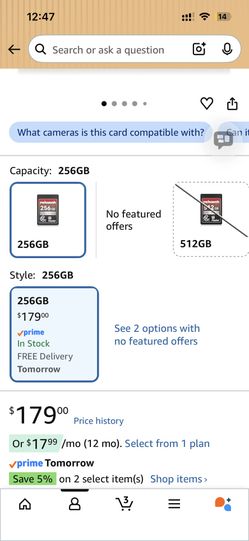 Pergear 256GB CFexpress 4.0 Type A Memory Card