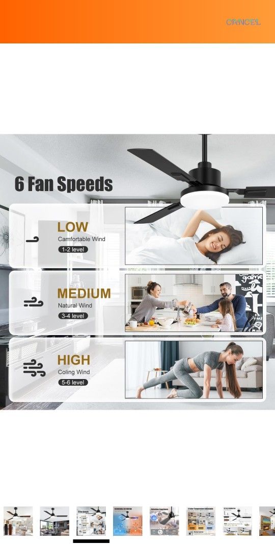 Breezary 52\" Modern Indoor Ceiling Fan With LED Light, 5 Reversible Plywood Blades, 6 Speed DC Motor, Remote, Timer, 5\" Downrod White 24024-WH - Best Buy