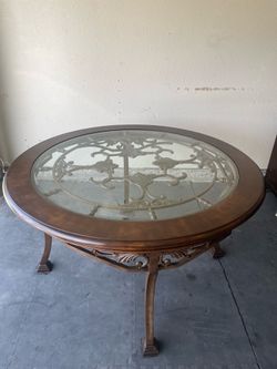 Glass and metal Table