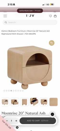 TOV Moonrise 20" Natural Ash Nightstand With Drawer