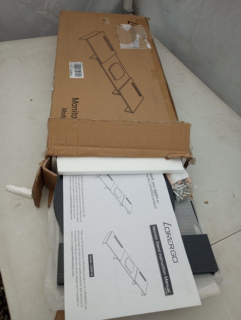 New LORYERGO Dual Monitor Stand - w/ 2 Slots for Phone & Tablet.