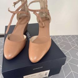 Cole Haan Mocha 2 ankle Strap Zip Back 8.5