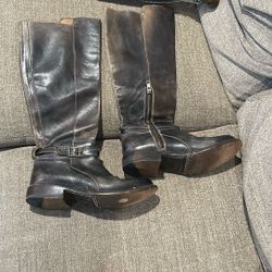 Bed/stu Wide Calf Long Boots Leather 