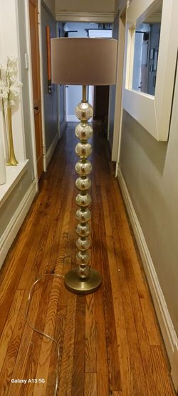 Gold Stacked Ball Floor Lamp with Shade