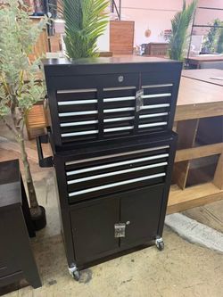 13-Drawer Tool Chest with Double Door and Wheels, 2 in 1 Detachable Rolling Toolbox with Drawers,Large Tool Box with Lock,Mobile Steel Tool Cabinet St
