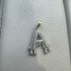 Gold With Dimonds Letter A Pendint 