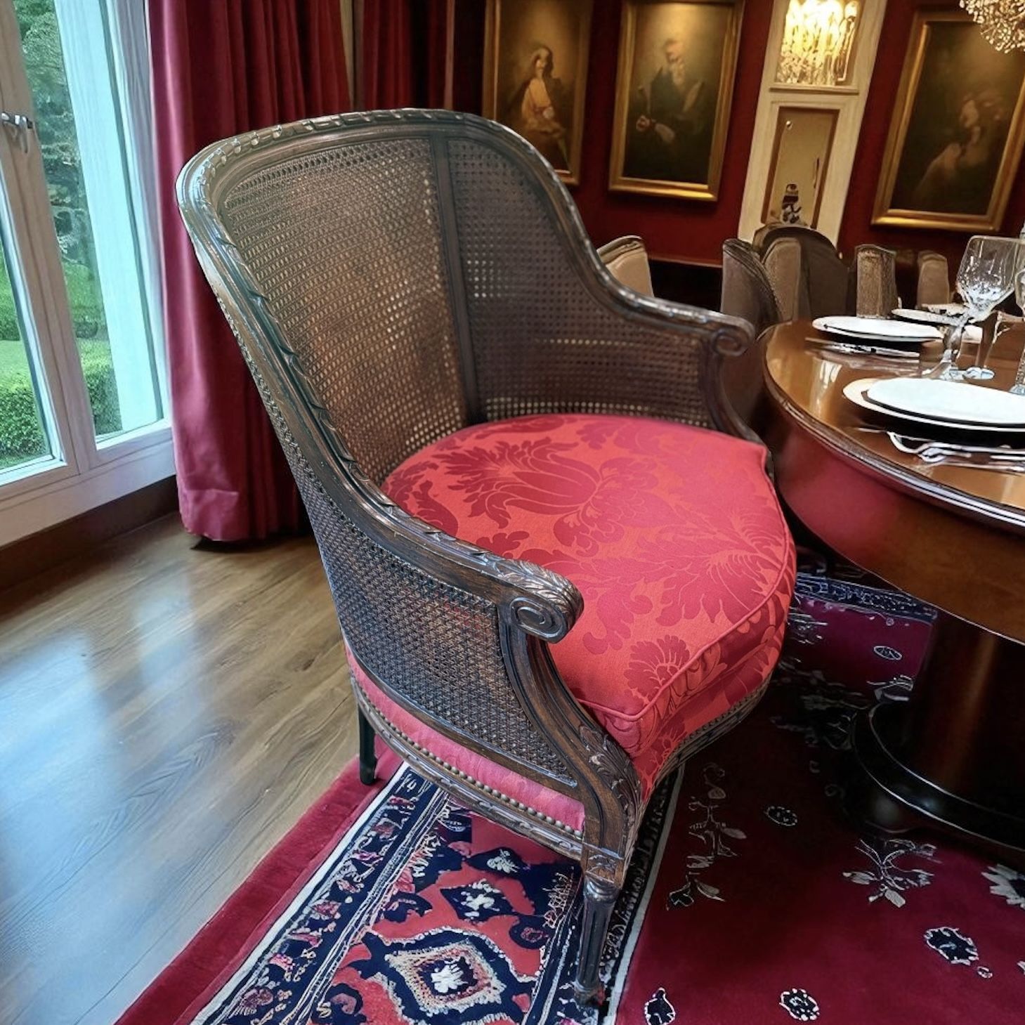 19th Century Louis XV English Regency Bergere Cane Back Accent Chair