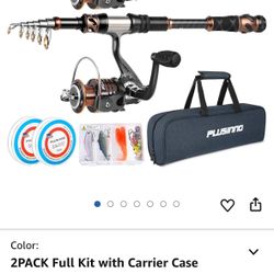 PLUSINNO Fishing Rod and Reel Combos - Carbon Fiber Telescopic Fishing Pole - Spinning Reel 12 +1 Shielded Bearings Stainless Steel BB