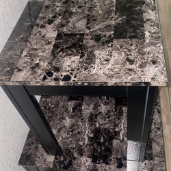 3pc Black And Marble Living Room Set