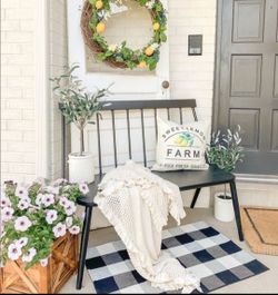 Indoor / Outdoor Wood Farmhouse Style Bench Black