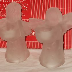 Timeless Treasures Frosted  Angel Candle Holders 