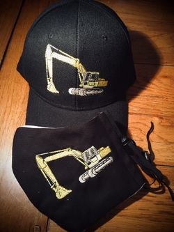 Embroidered Baseball Hats and Matching Embroidered Masks . Tell me Your Pattern of your choice !