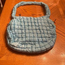 New - Large Blue Quilted Carryall Bag - Nylon Hobo