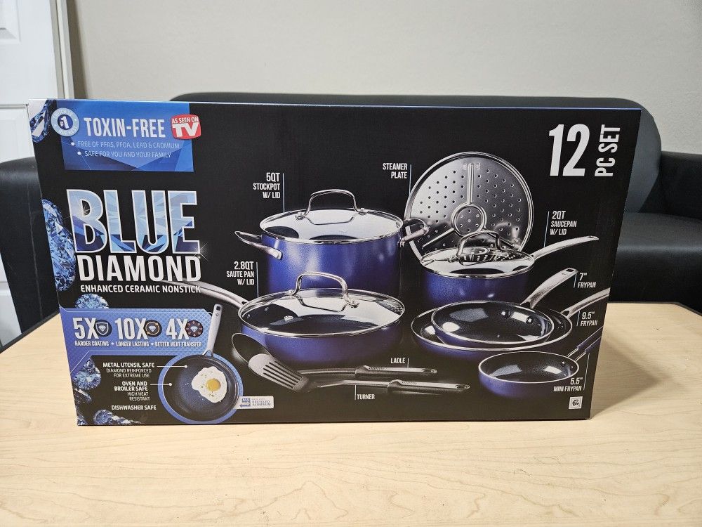 Brand NEW Non-stick Blue Diamond 12 Piece Cookware Set