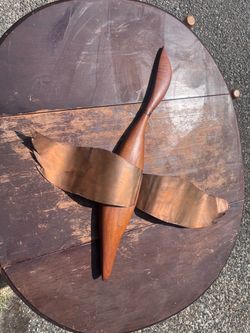 Vintage brass and wood duck