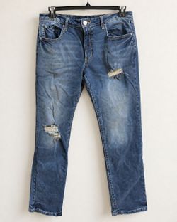 NOVAMEN Men's Distressed Ripped Jeans – Size 36