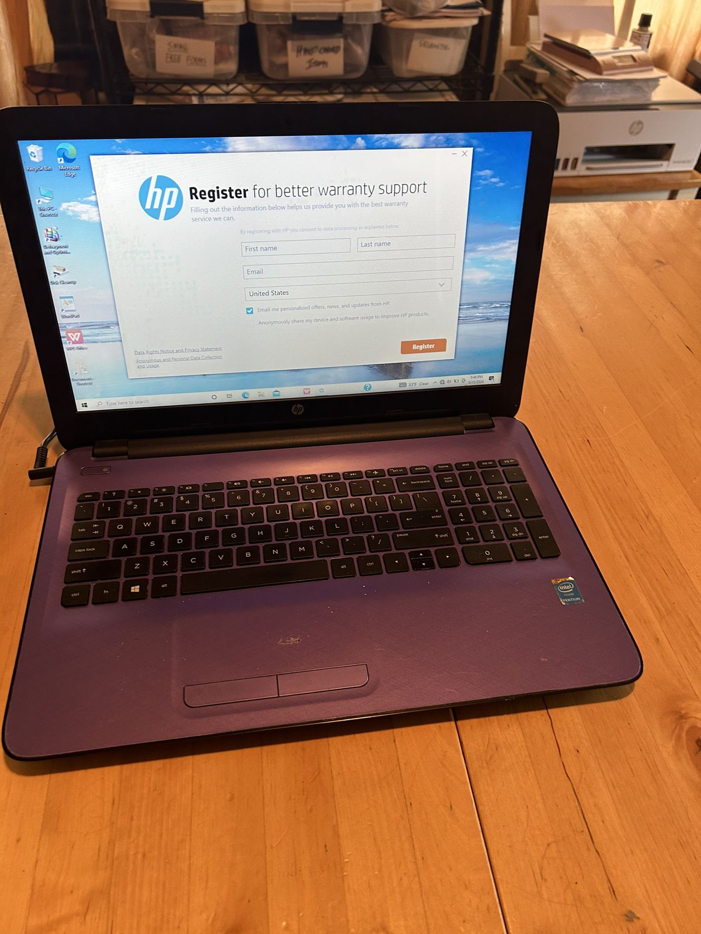 HP Laptop, Windows 10, Pentium (R), Factory Reset