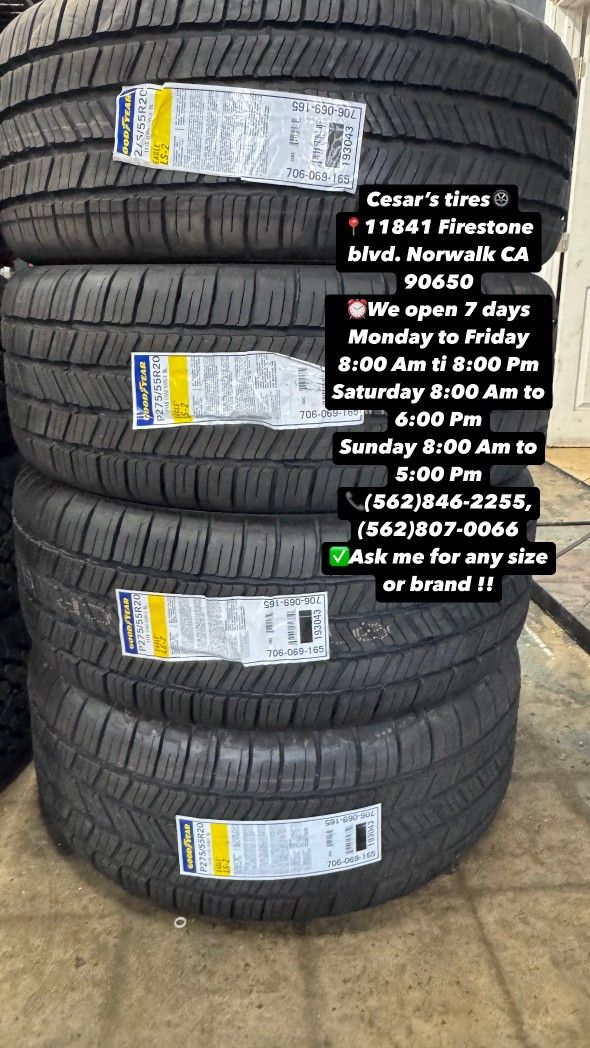 275/55R20 GOODYEAR EAGLE LS2 A SET OF FOUR NEW TIRES, INCLUDES MOUNTING AND BALANCING WITH WARRANTY, ASK ME FOR ANY SIZE OR BRAND, WE HAVE THE BEST P