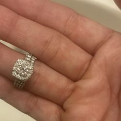 Wedding Band And Diamond Engagement Ring Set (REAL Not Lab)