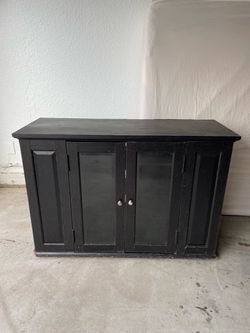 Black Wood Media Console with Glass Doors