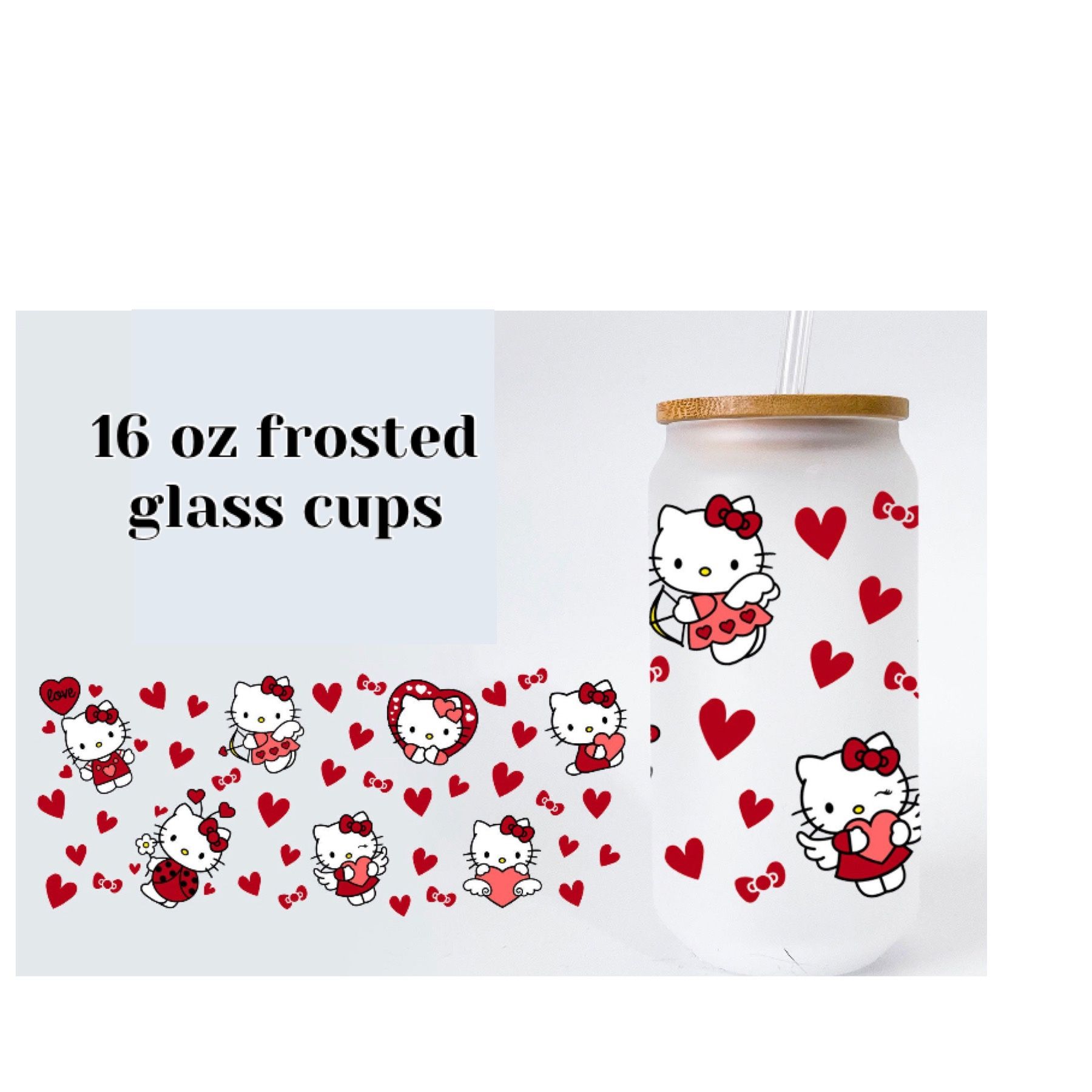 Hello Kitty Valentine Glass Cup