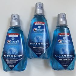Crest Pro Health Alcohol Free Mouthwash, Clean Mint, 1 L   (3) Bottles For $10