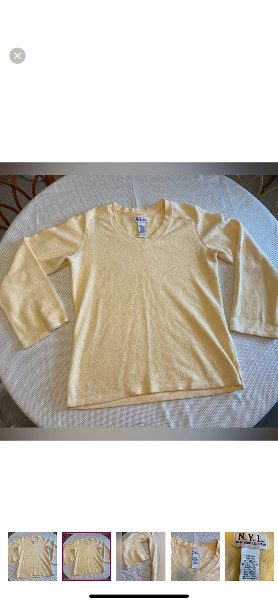 NYL pastel yellow plush neck sweatshirt athletic comfortable casual size M