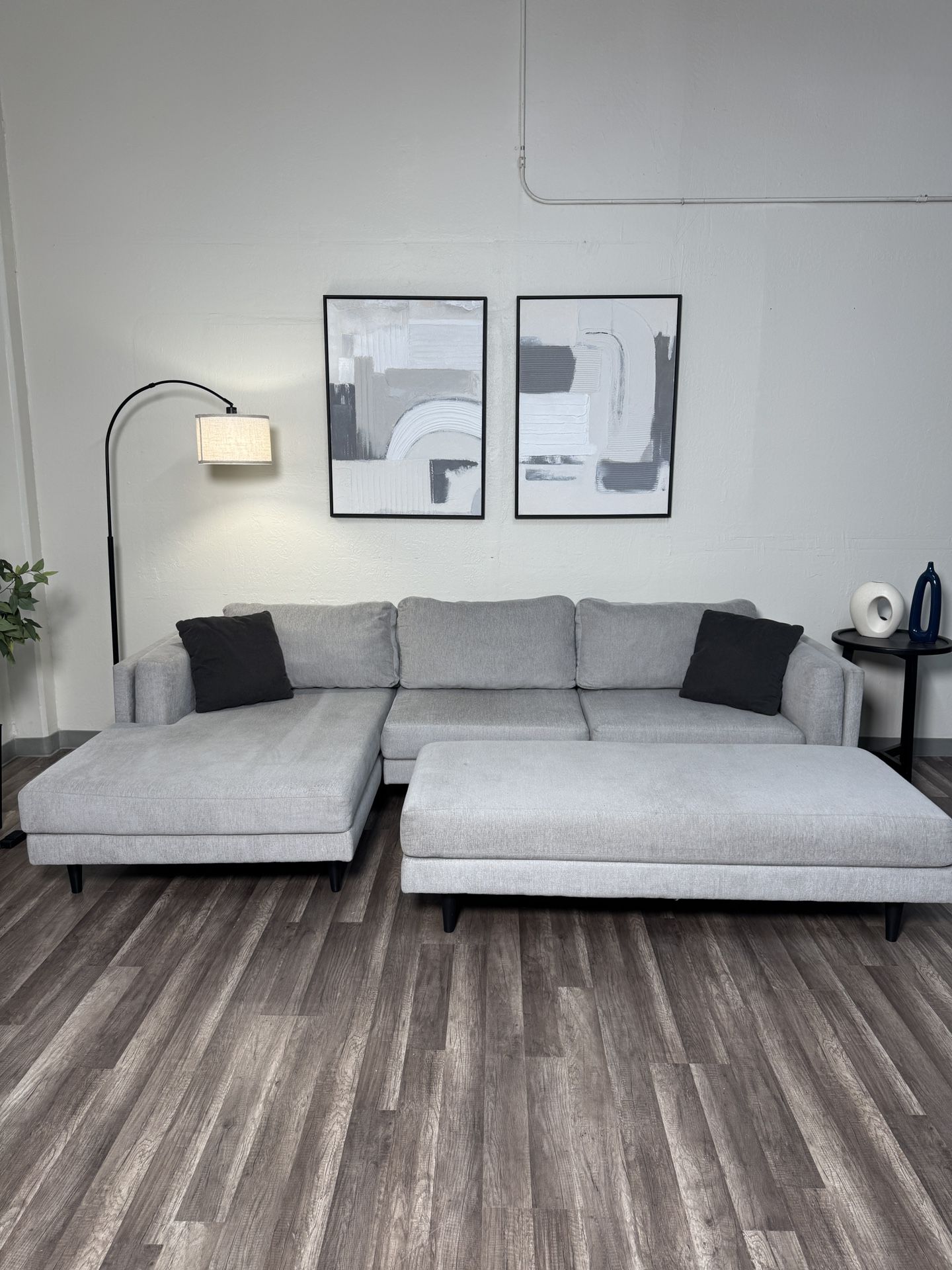 FREE DELIVERY Living Spaces Light Gray Sectional Couch Sofa Grey