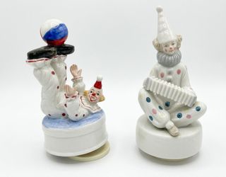 ESTATE SALE Vintage Musical Rotating Clown Figurines – Set of 2