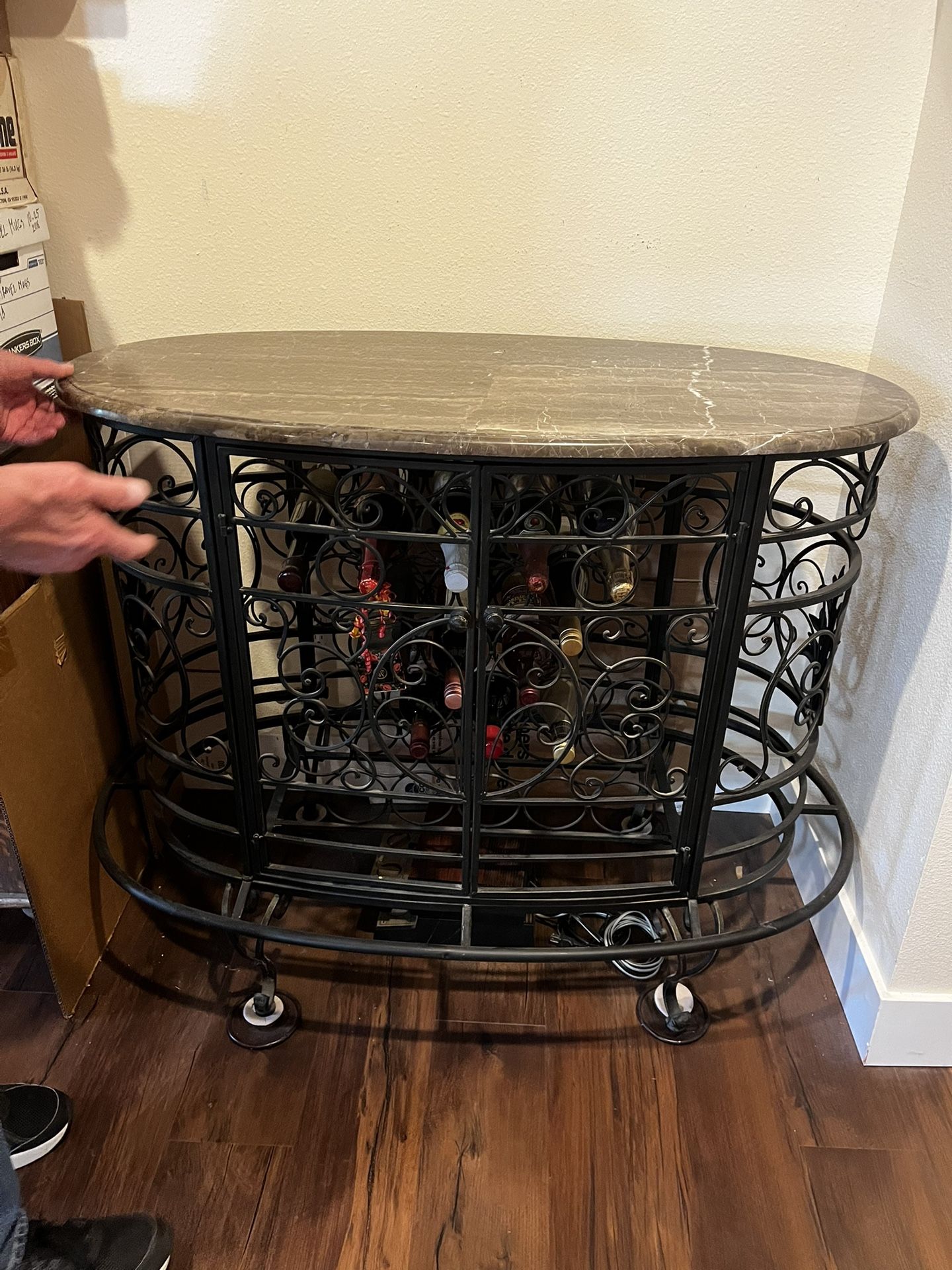 Wrought Iron Wine rack/bar With Marble Top