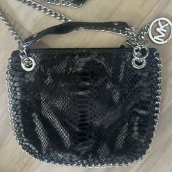 Black Snakeskin Michael Kors Chain Hand Bag